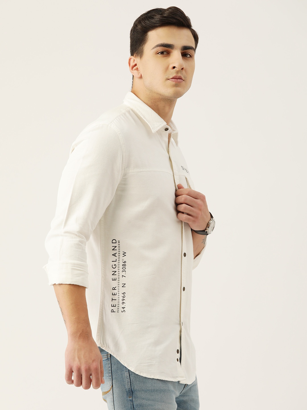 

Peter England Casuals Pure Cotton Slim Fit Shirt, Off white