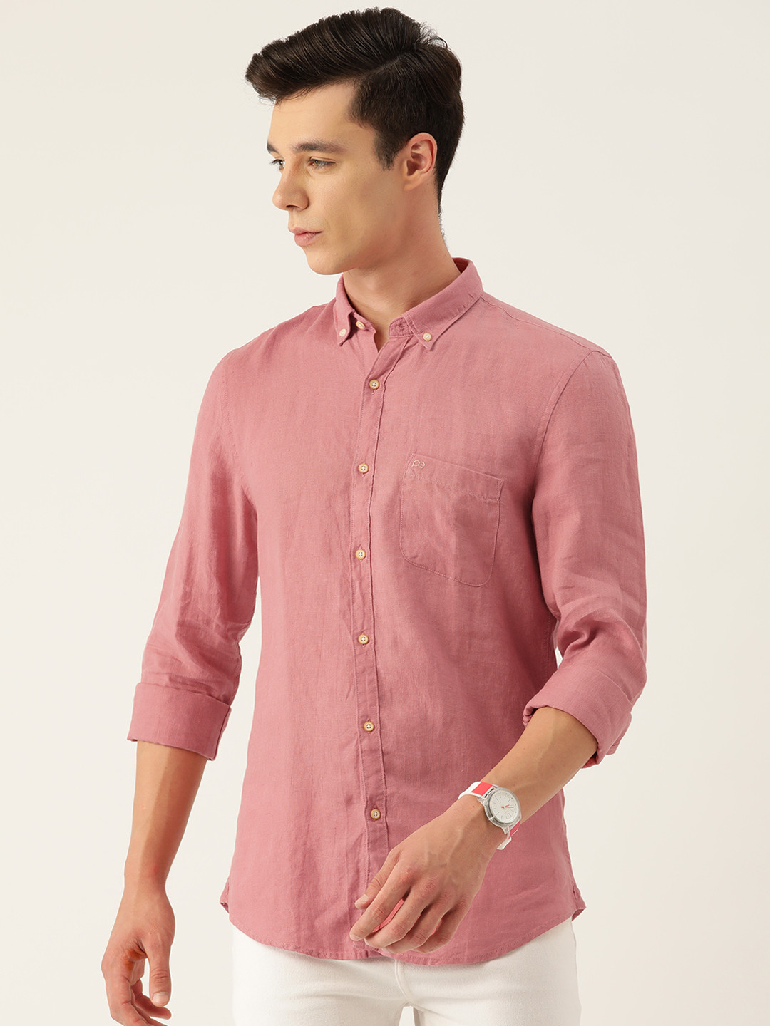 

Peter England Casuals Men Pure Linen Casual Shirt, Pink