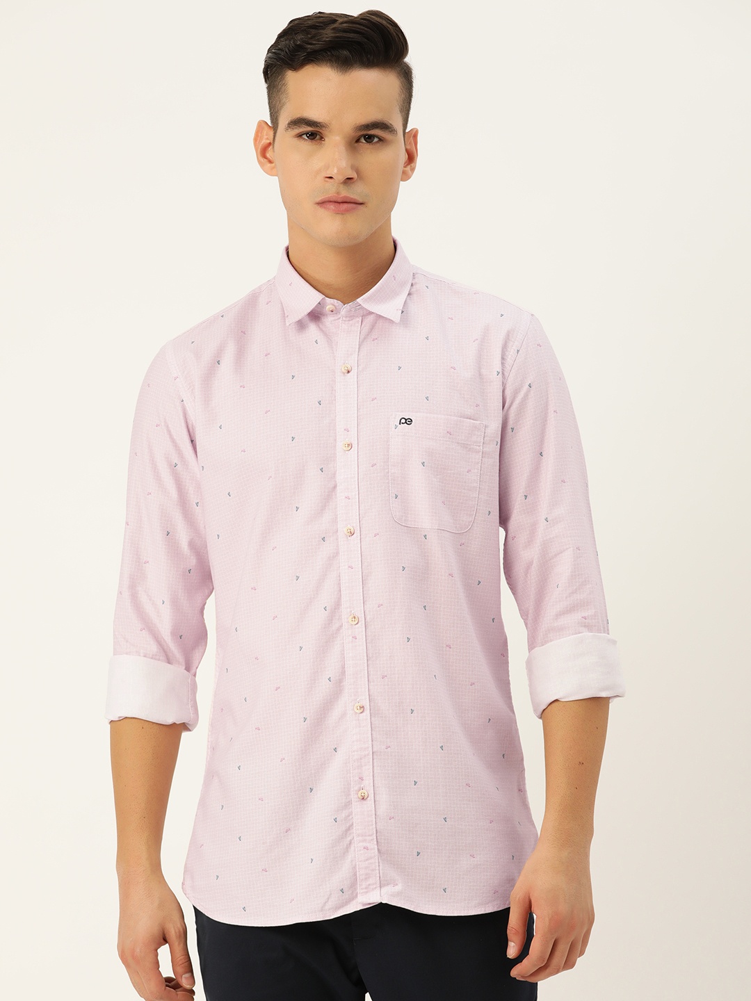 

Peter England Casuals Men Woven Design Slim Fit Pure Cotton Casual Shirt, Pink