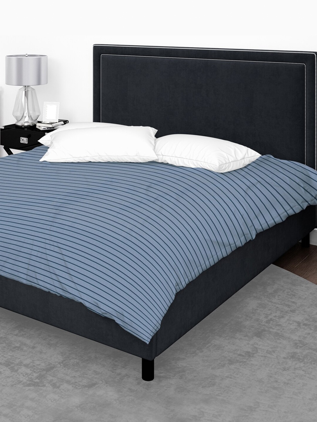 

Divine Casa Blue Striped Heavy Winter Cotton 150 GSM Single Bed Blanket