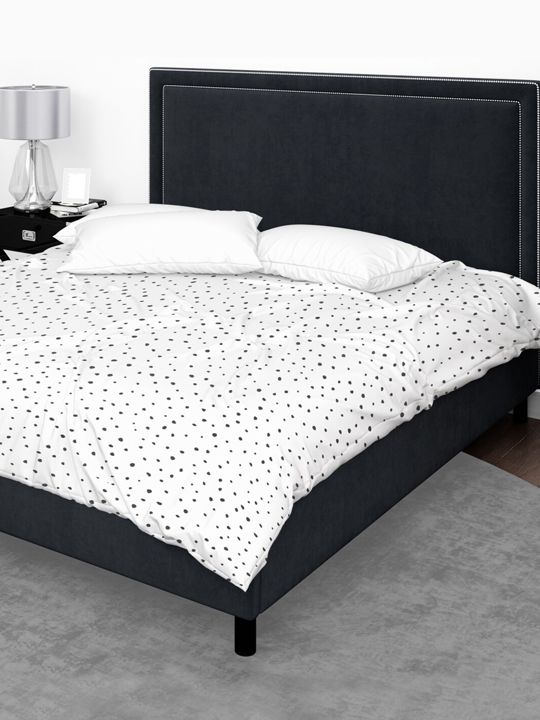 

Divine Casa White & Grey Geometric Heavy Winter Cotton 150 GSM Single Bed Blanket