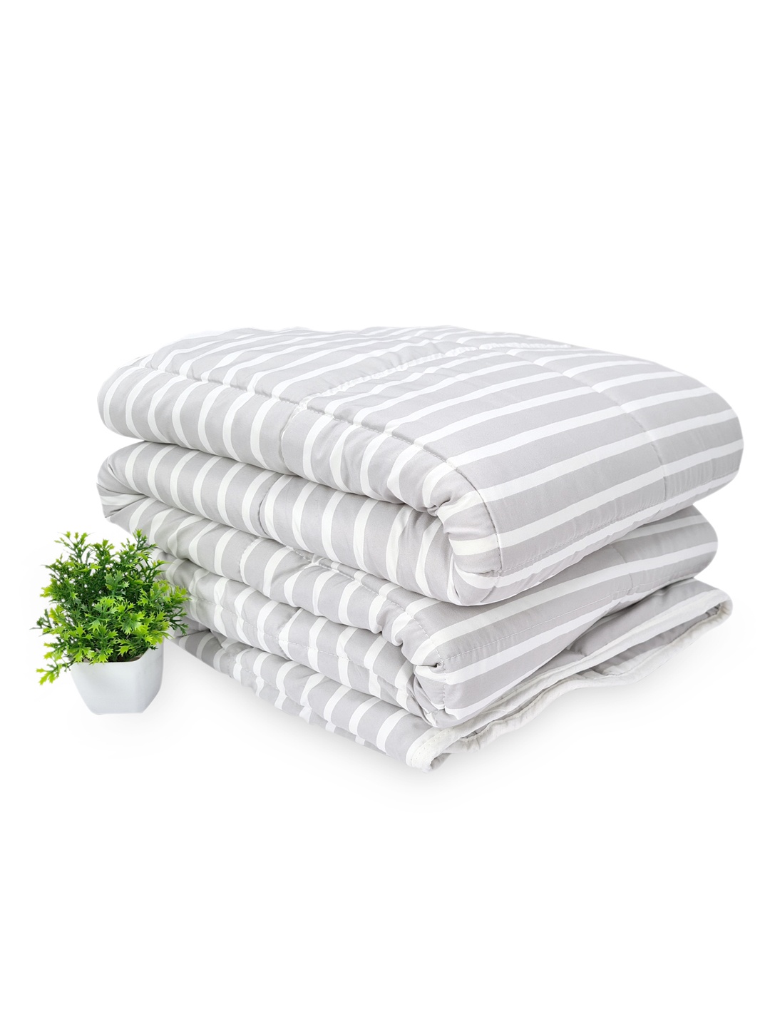 

Divine Casa Grey & White Striped Heavy Winter Cotton 150 GSM Single Bed Blanket