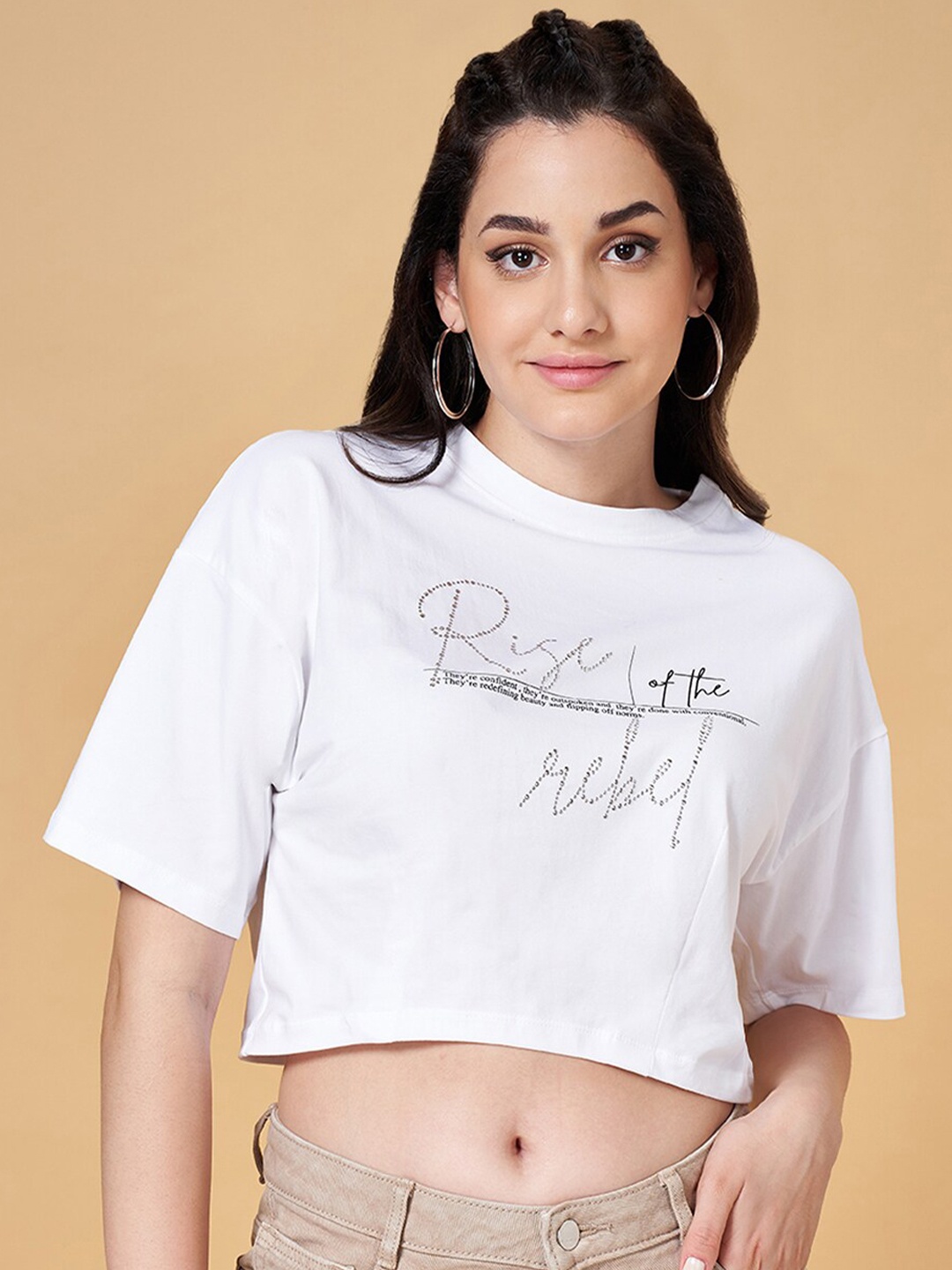 

SF JEANS by Pantaloons Women Typography Printed T-shirt, White