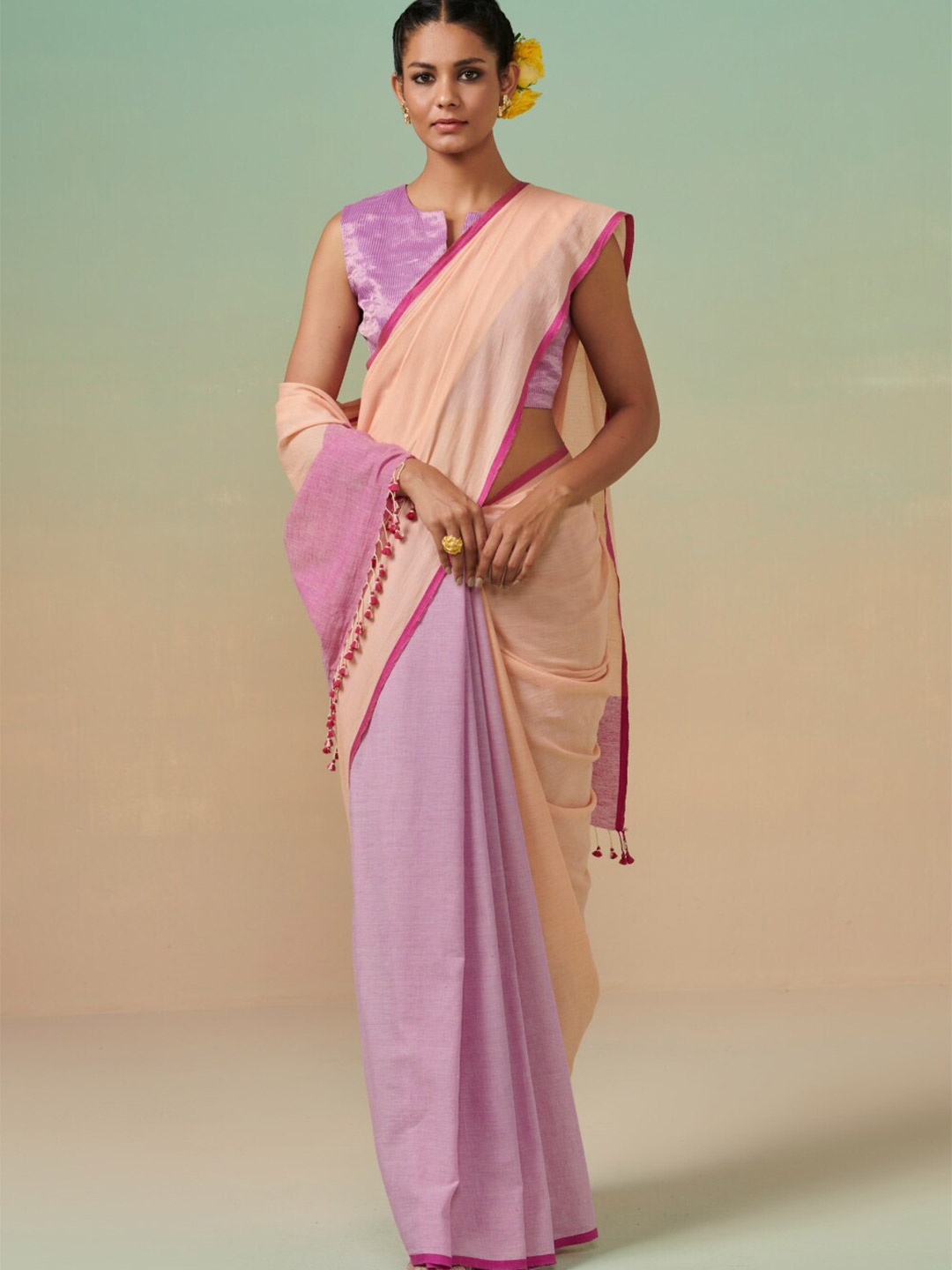 

Dressfolk Pure Cotton Saree, Lavender
