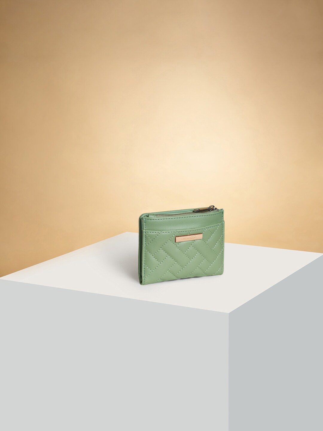 

Forever Glam by Pantaloons Women Textured Two Fold Wallet, Green