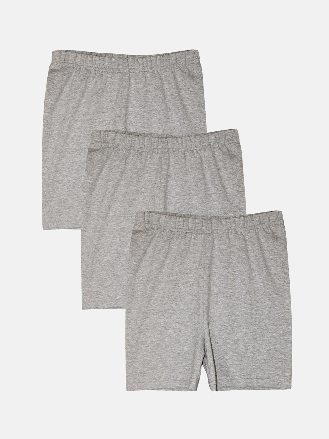 

KiddoPanti Girls Pack Of 3 Mid-Rise Cycling Shorts, Grey melange