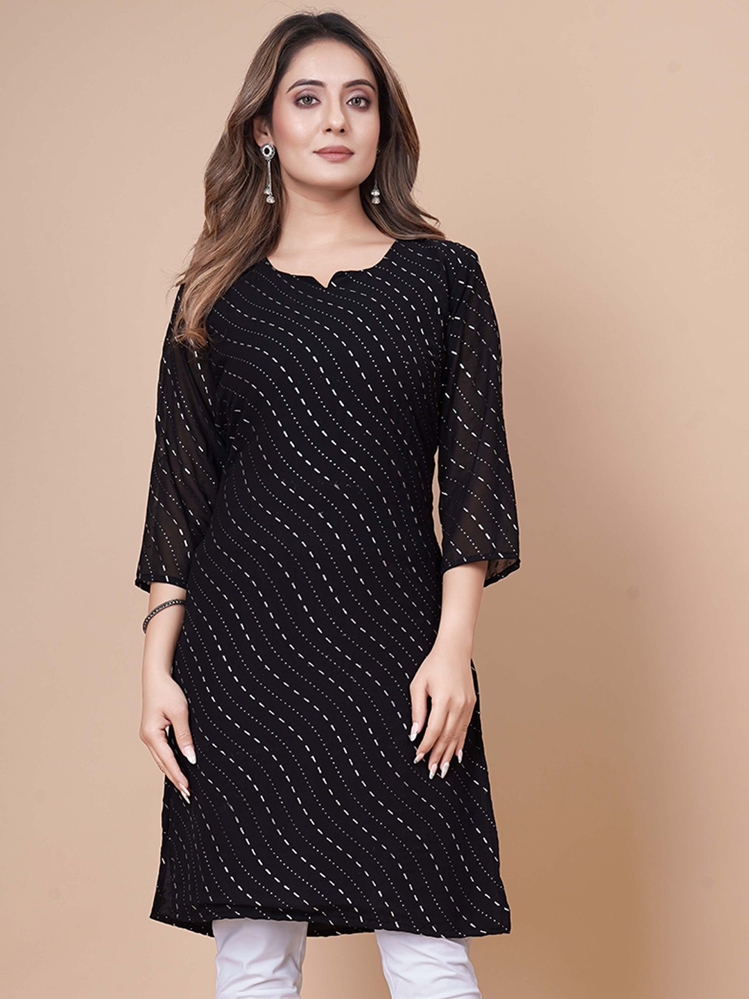 

WEAVETECH IMPEX Abstract Printed Straight Kurta, Black