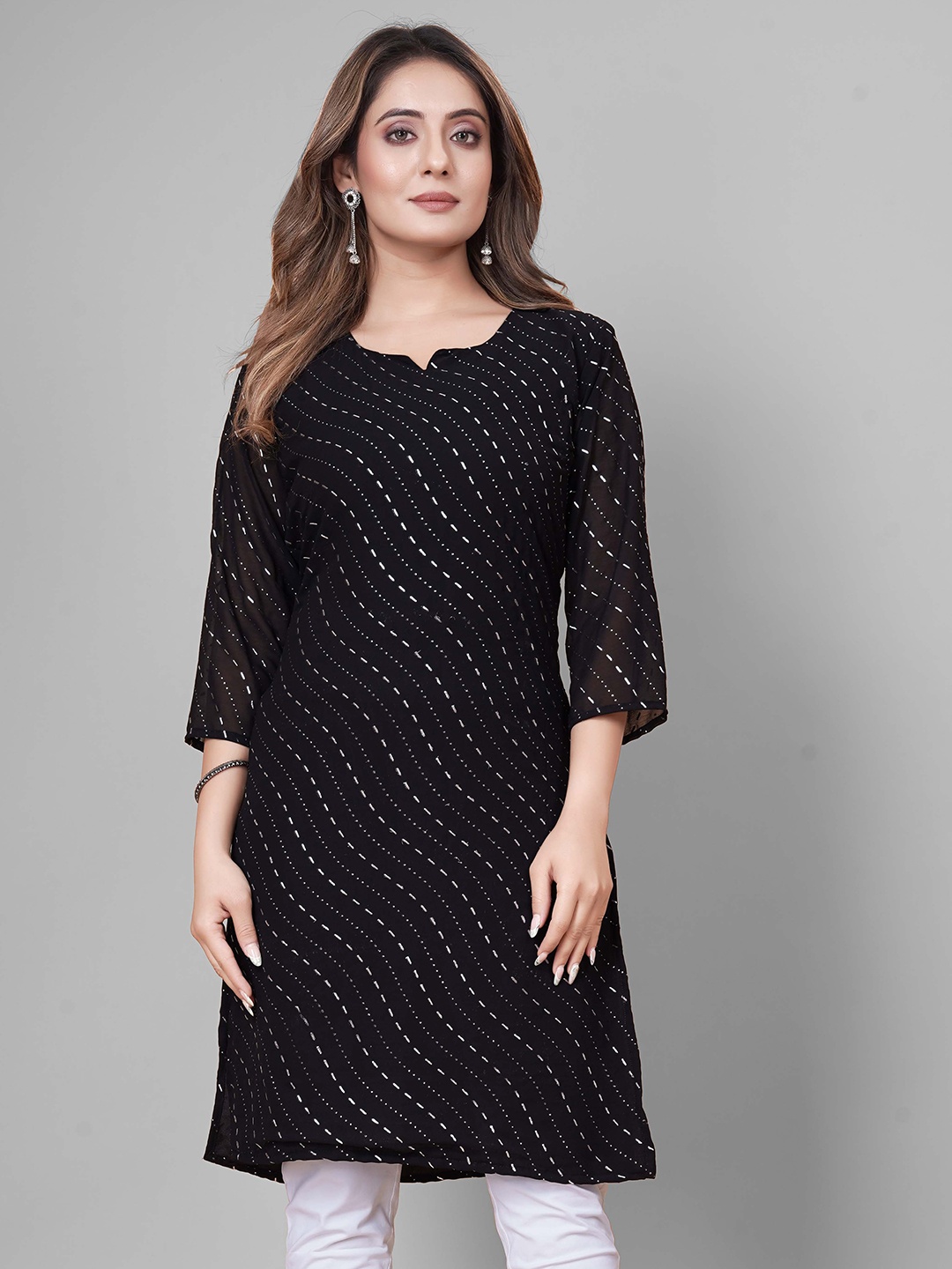 

WEAVETECH IMPEX Abstract Printed Straight Kurta, Black