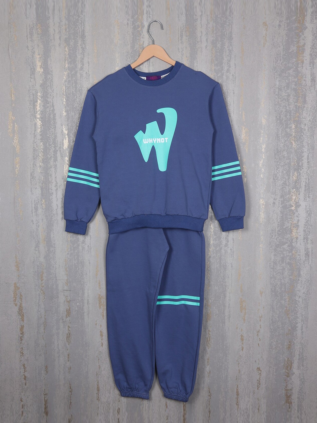 

Albion Boys Typography Printed Round Neck Tracksuit, Blue