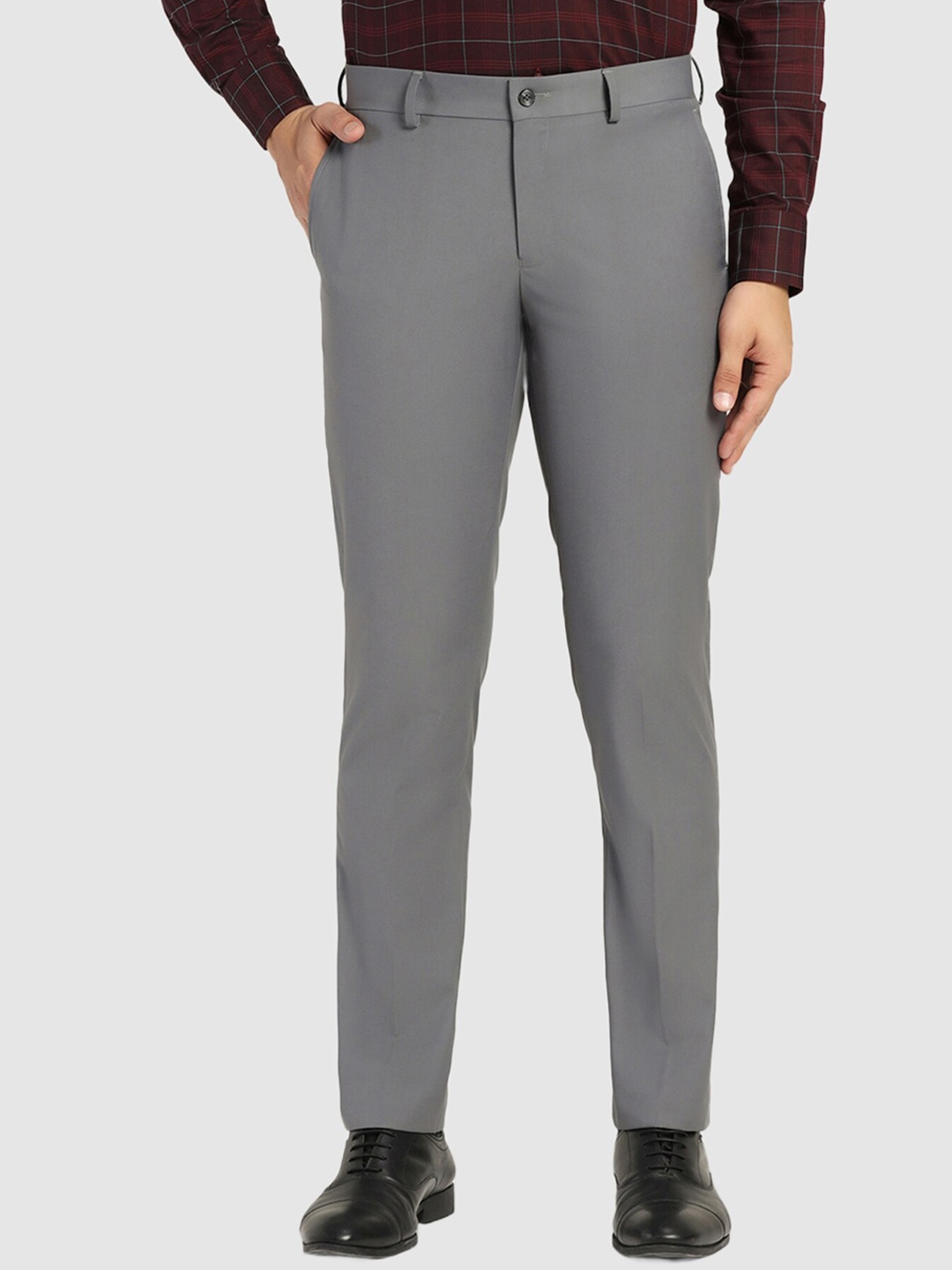 

Blackberrys Men Mid-Rise Slim Fit Trousers, Grey