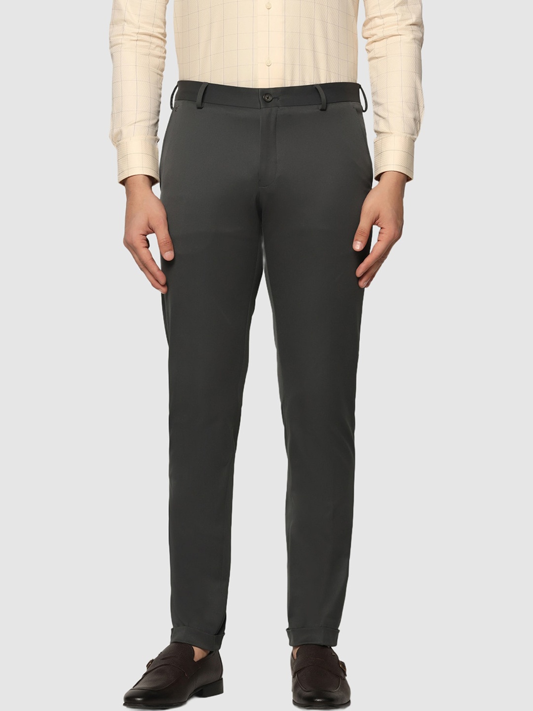 

Blackberrys Men Skinny Fit Low-Rise Formal Trousers, Charcoal