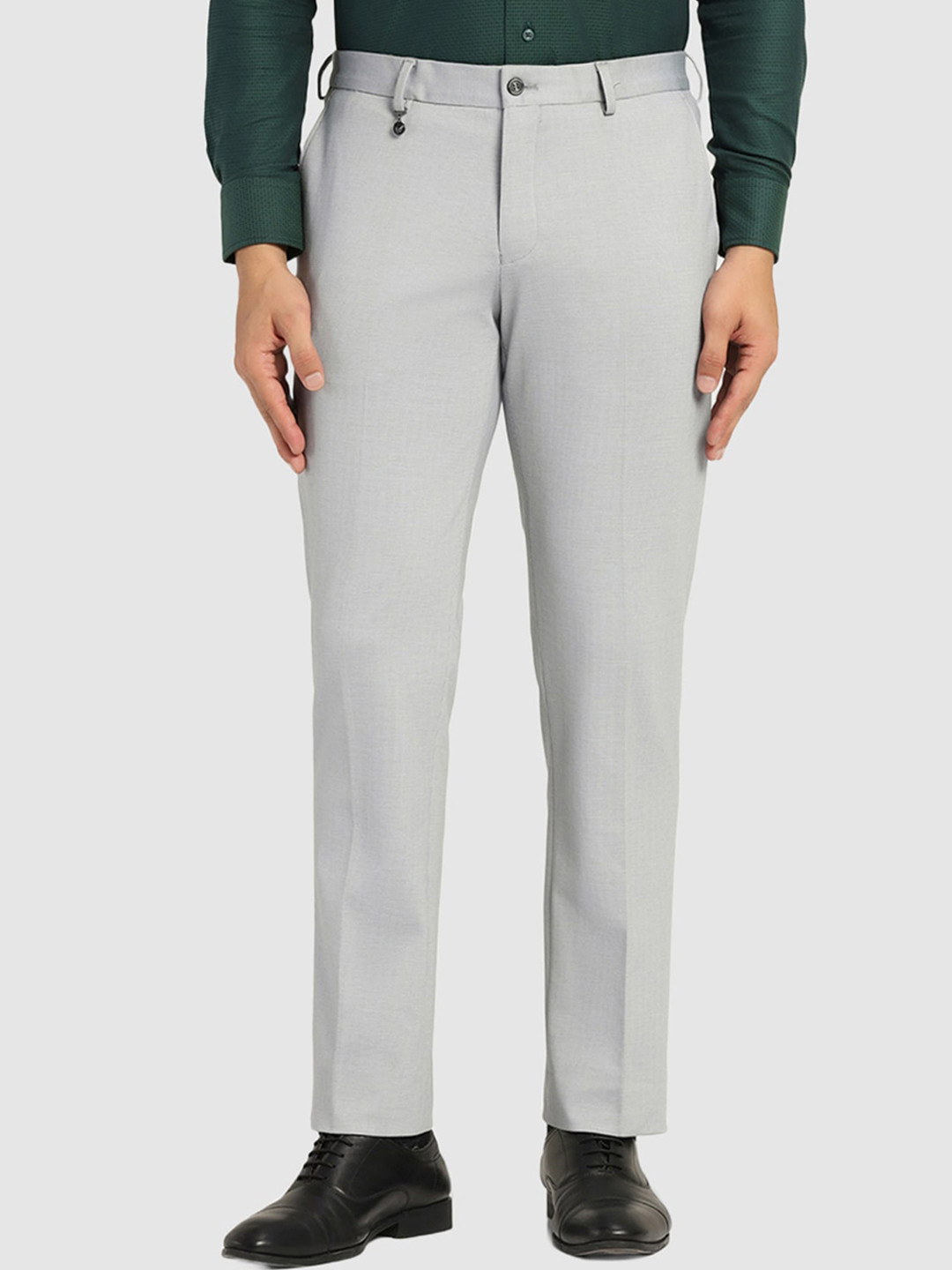 

Blackberrys Men Slim Fit Formal Mid-Rise Trousers, Grey