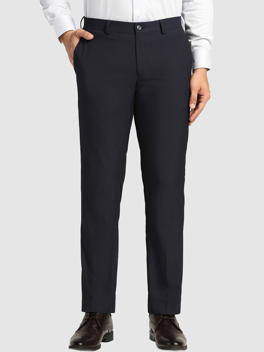 

Blackberrys Men Slim Fit Formal Mid-Rise Trousers, Navy blue