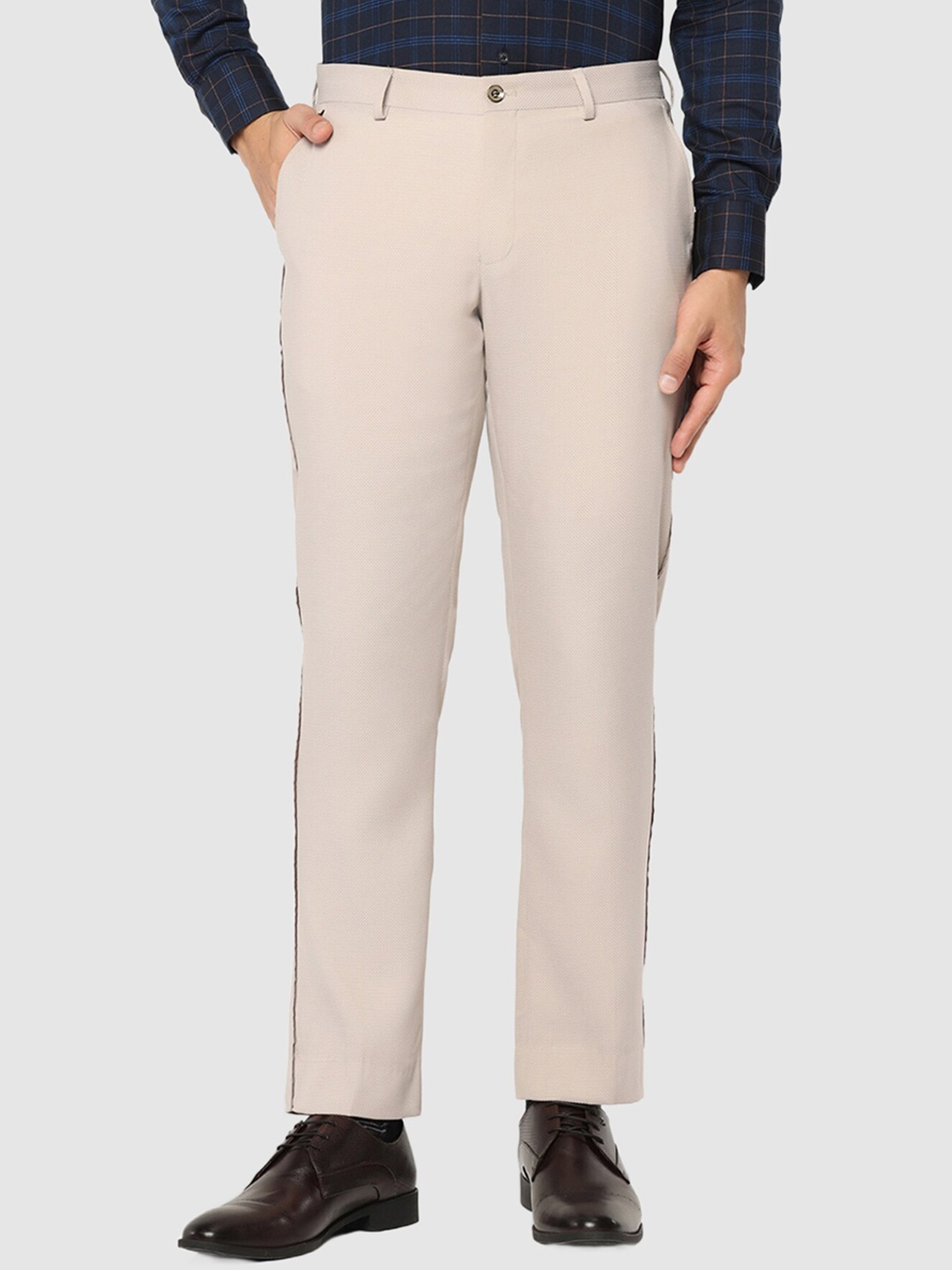 

Blackberrys Men Slim Fit Formal Trousers, Beige
