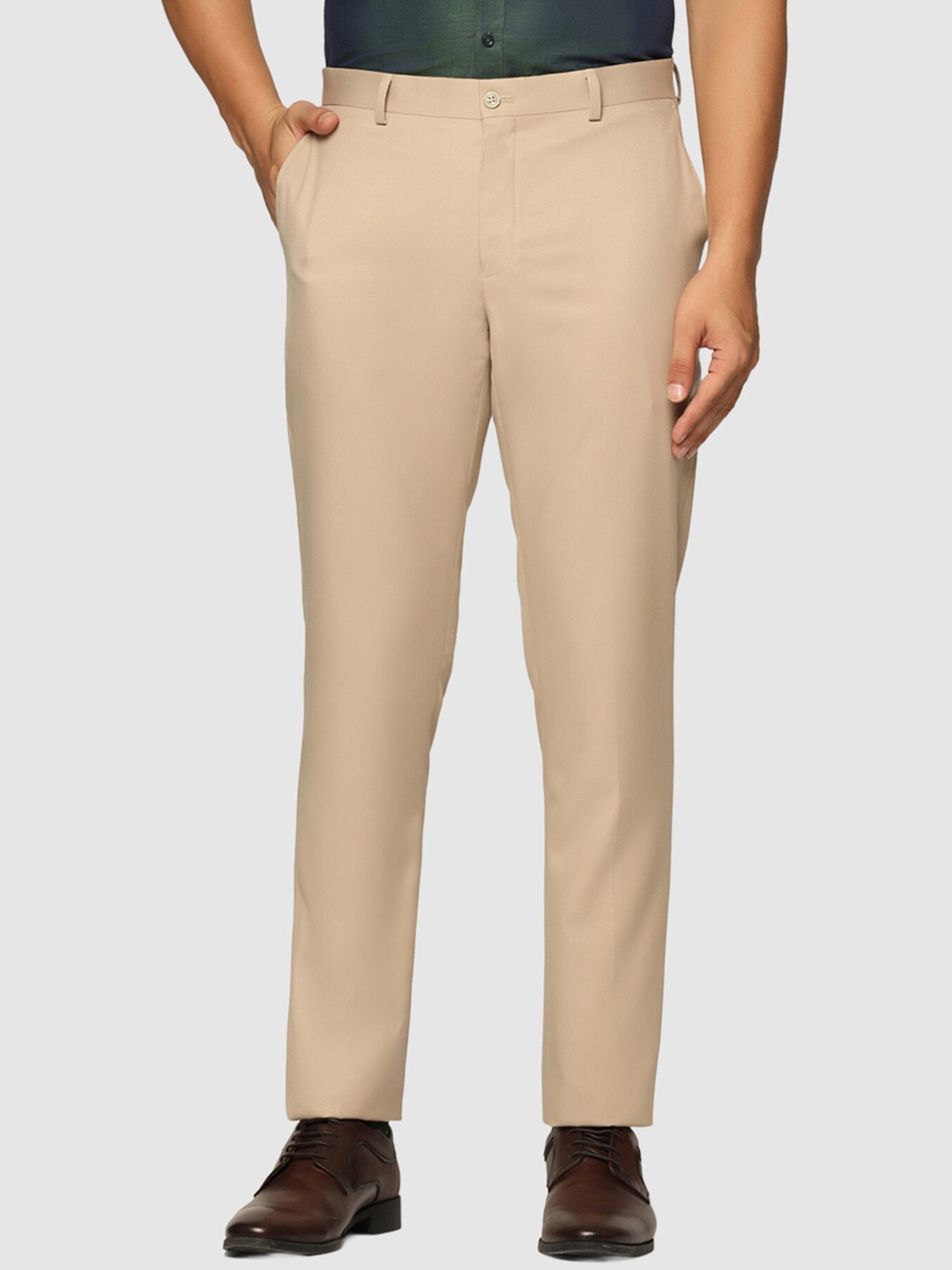 

Blackberrys Men Slim Fit Formal Trousers, Beige