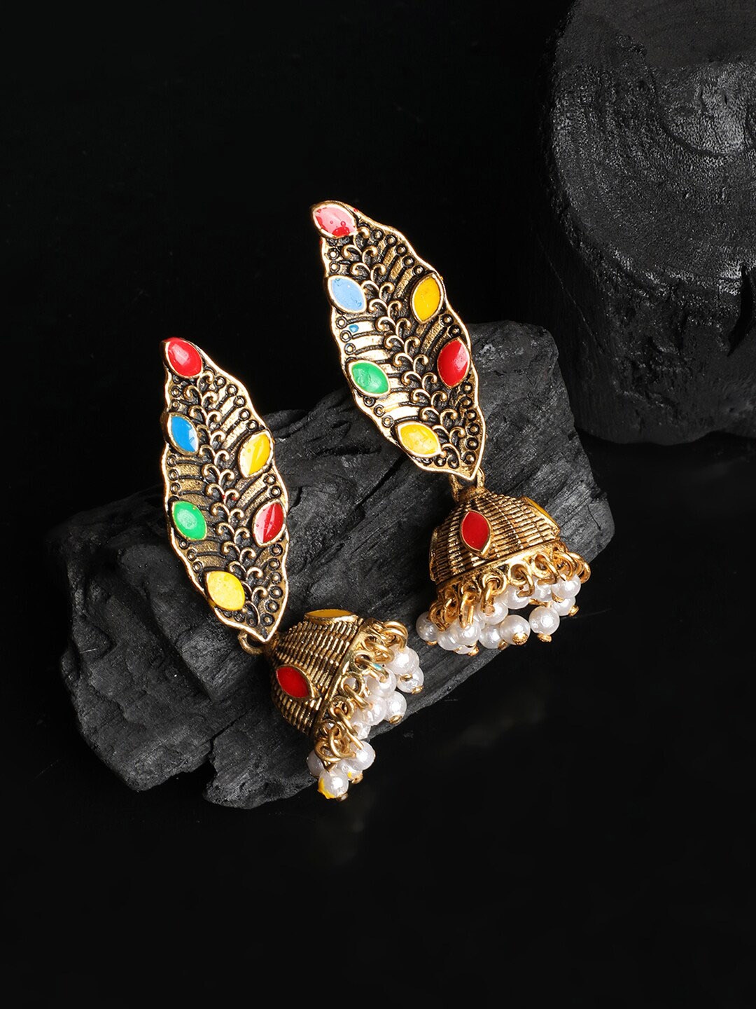 

ANIKAS CREATION Contemporary Jhumkas Earrings, Gold