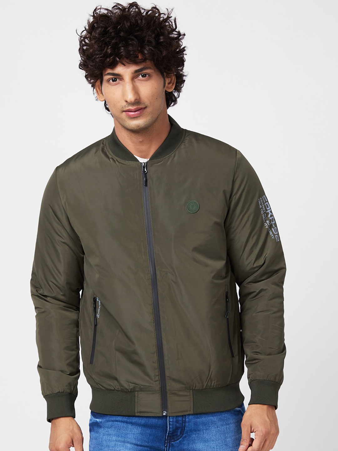 

SPYKAR Mock Collar Bomber Jacket, Green
