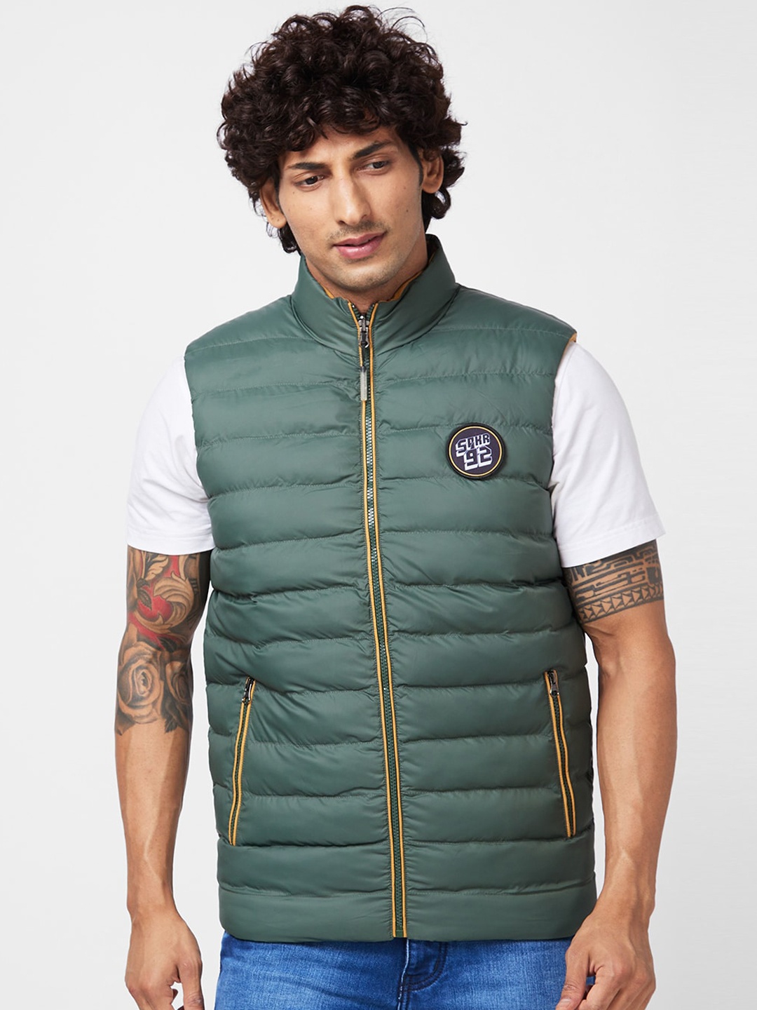 

SPYKAR Mock Collar Puffer Jacket, Green