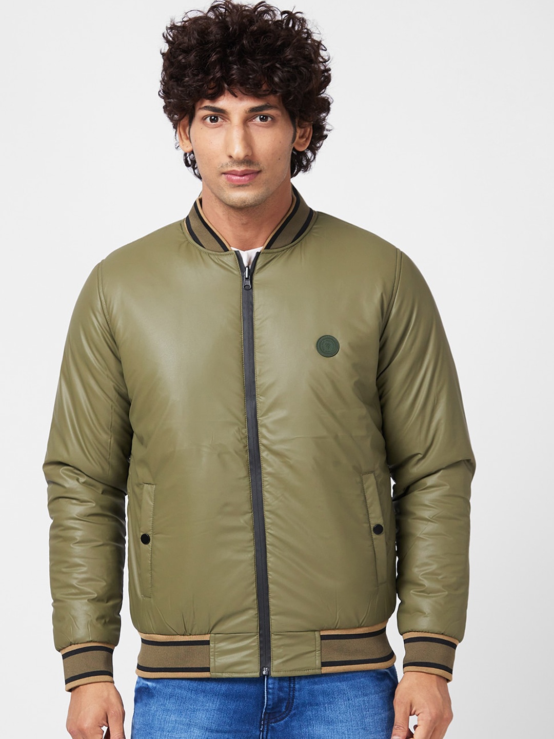 

SPYKAR Mock Collar Bomber Jacket, Green