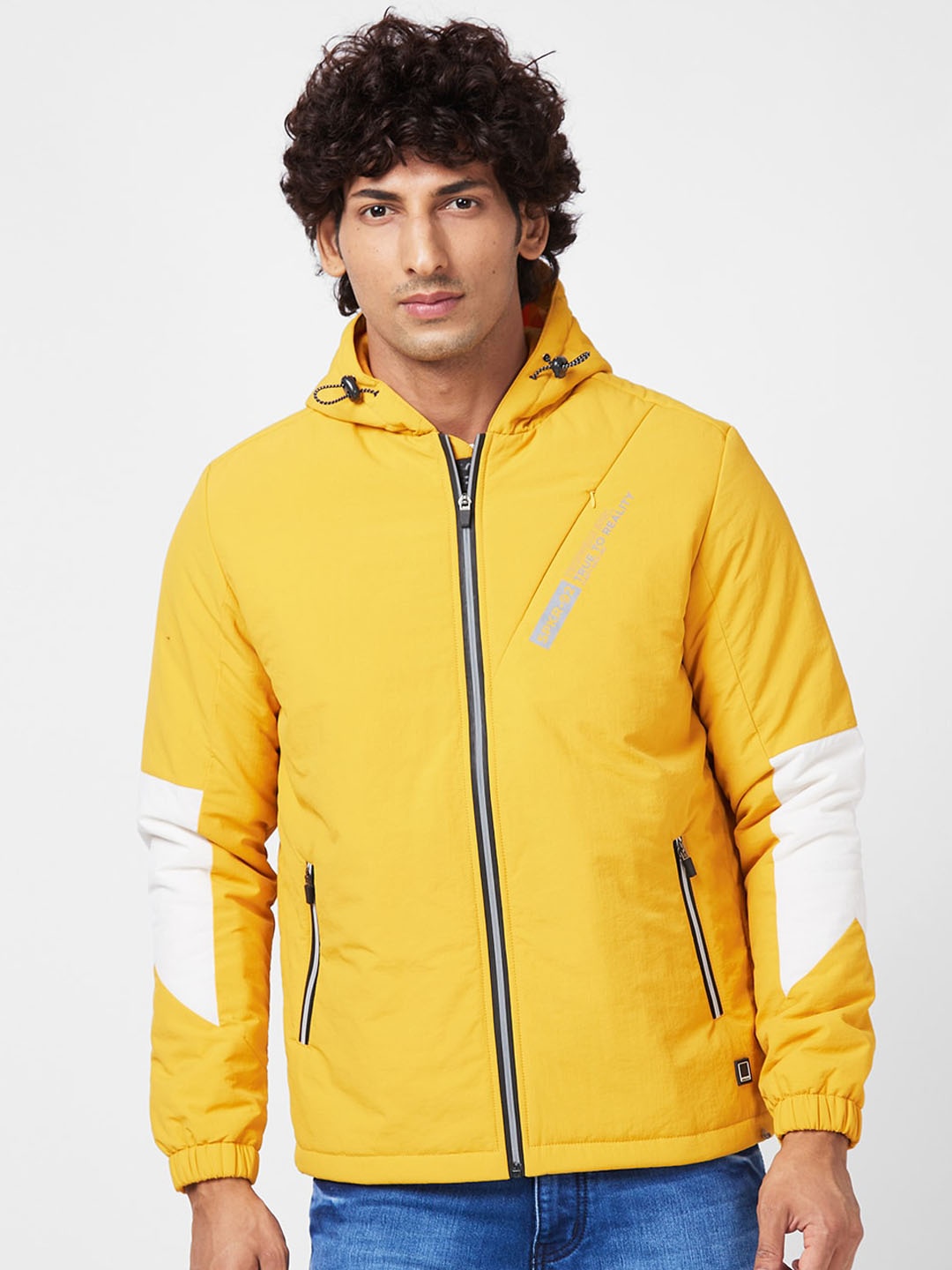 

SPYKAR Hooded Zip Detail Tailored Jacket, Yellow