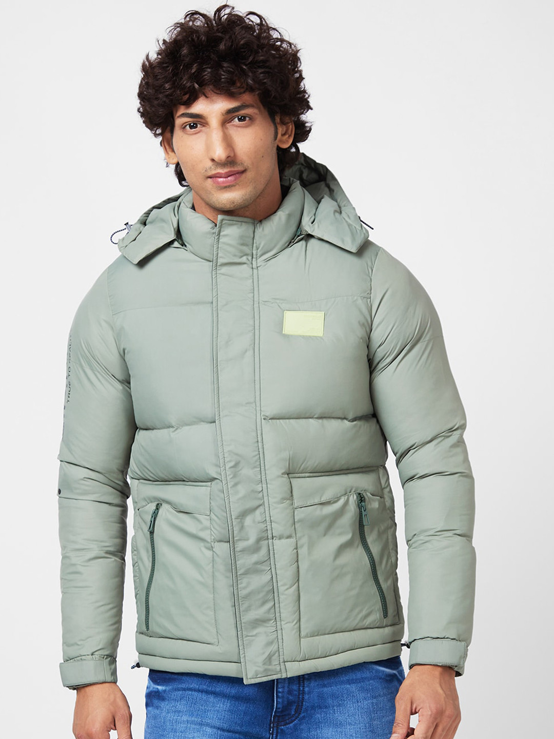

SPYKAR Hooded Cotton Padded Jacket, Green