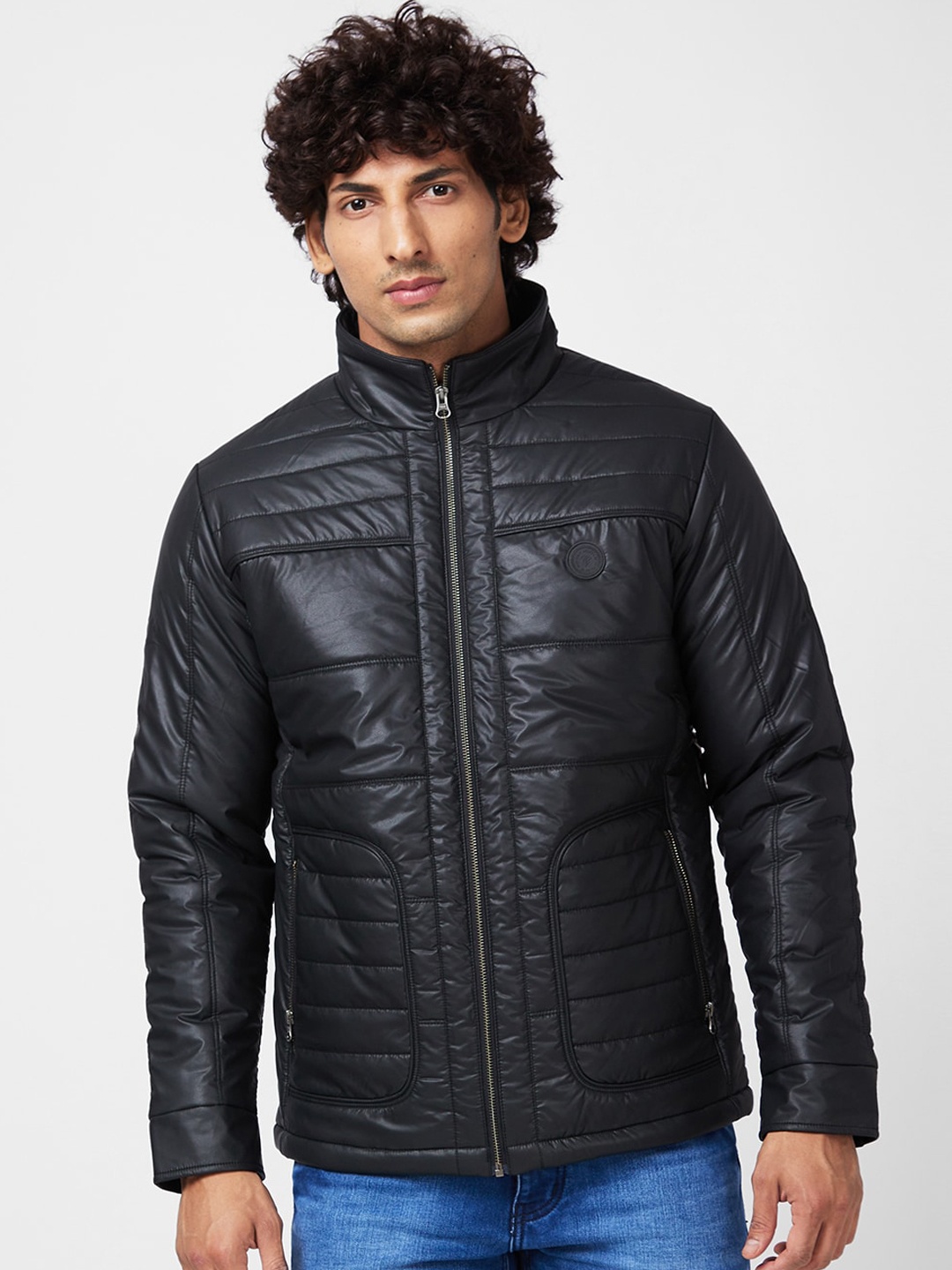 

SPYKAR Stand Collar Puffer Jacket, Black