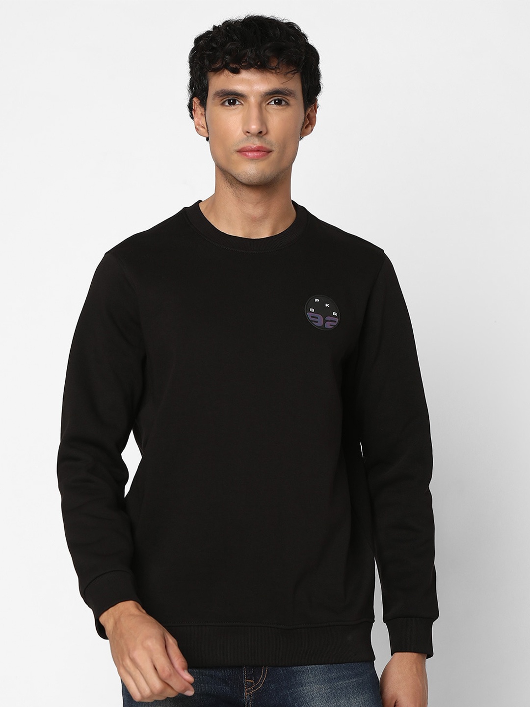 

SPYKAR Round Neck Cotton Sweatshirt, Black