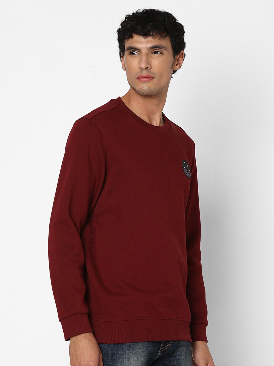 

SPYKAR Round Neck Cotton Sweatshirt, Maroon