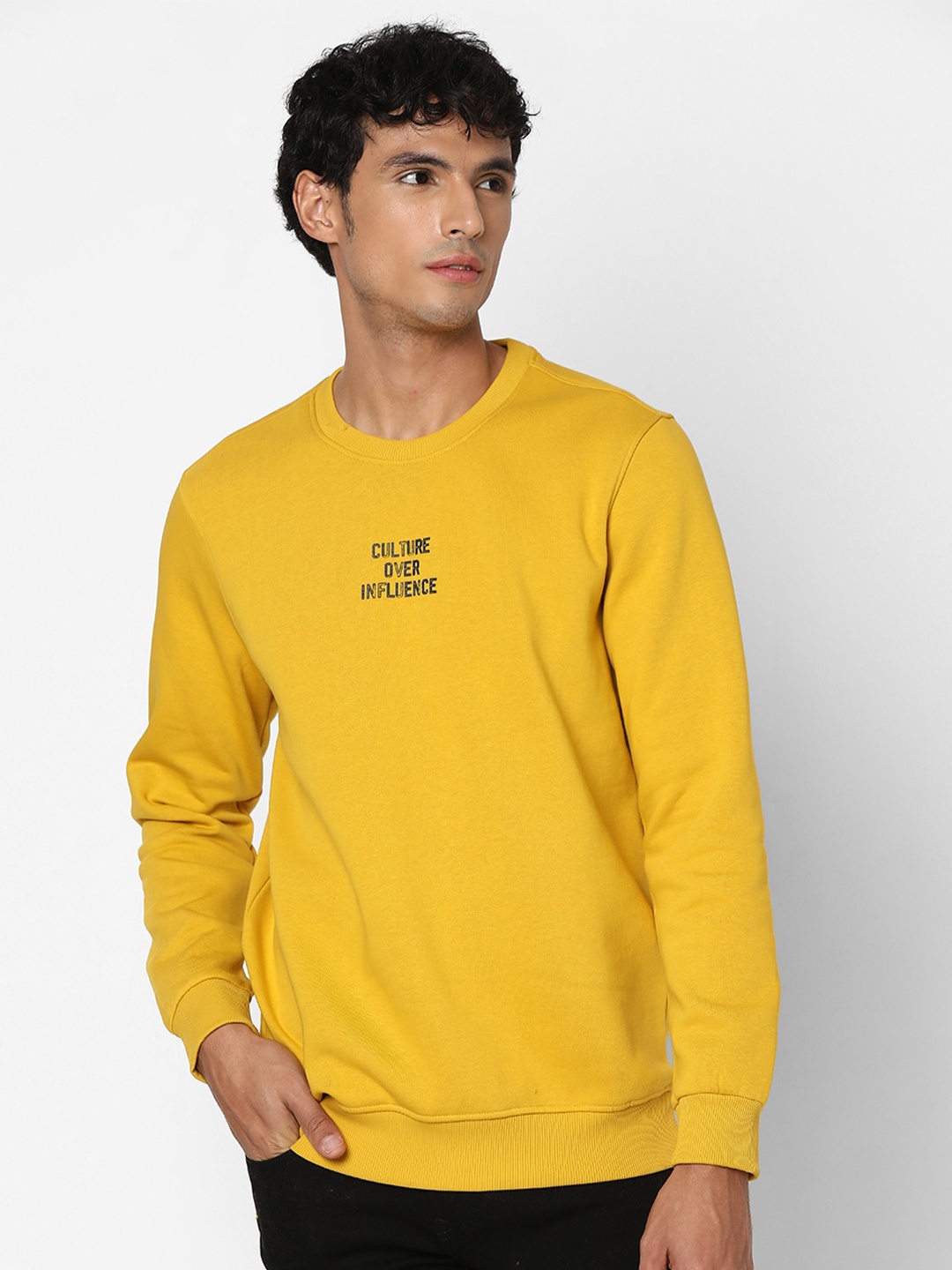 

SPYKAR Round Neck Cotton Sweatshirt, Yellow