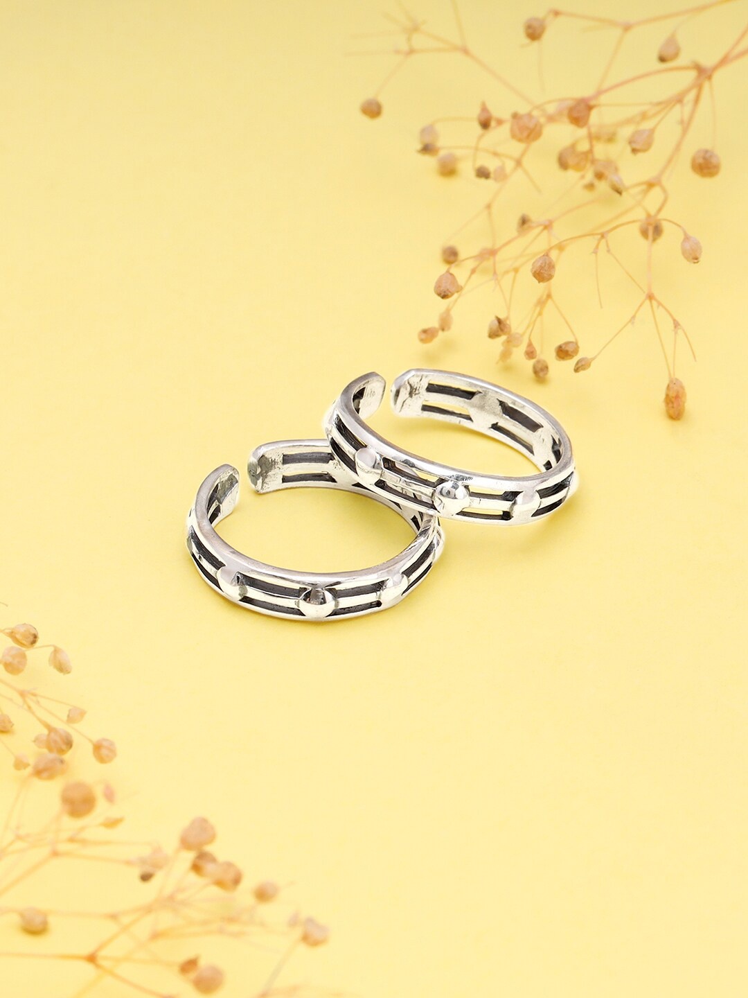 

GIVA Set of 2 Rhodium Plated Toe Rings, Silver