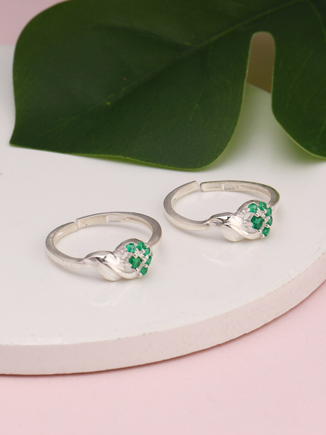 

GIVA 925 Sterling Silver Rhodium Plated Stone Detail Toe Rings