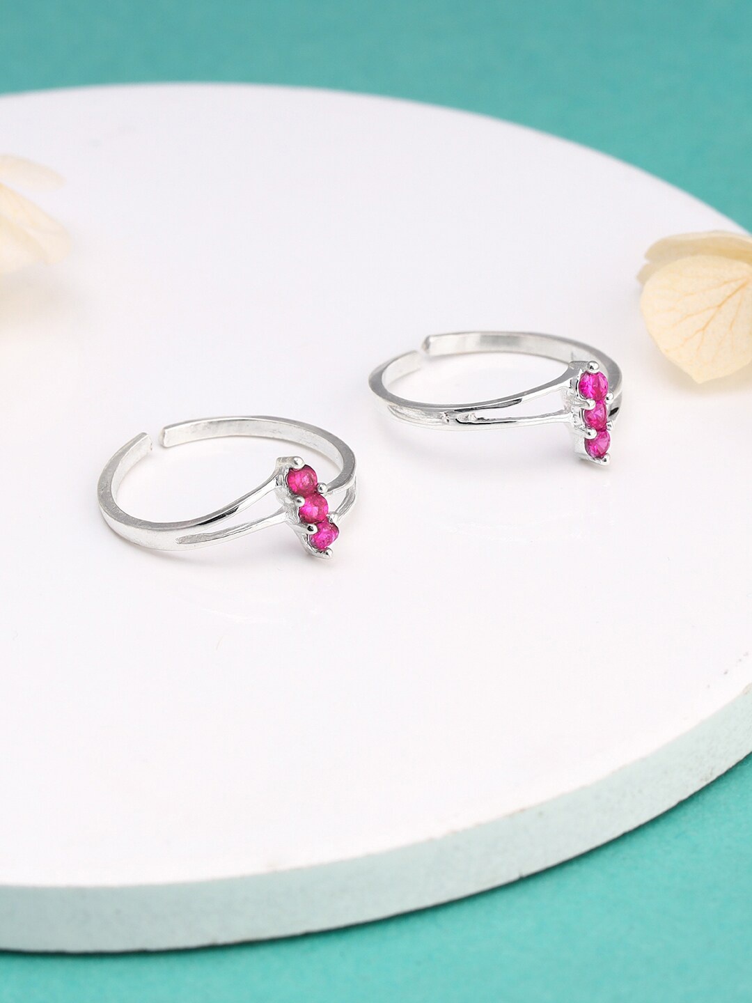

GIVA Ruby Sparkle 925 Sterling Silver Rhodium Plated Adjustable Toe Rings