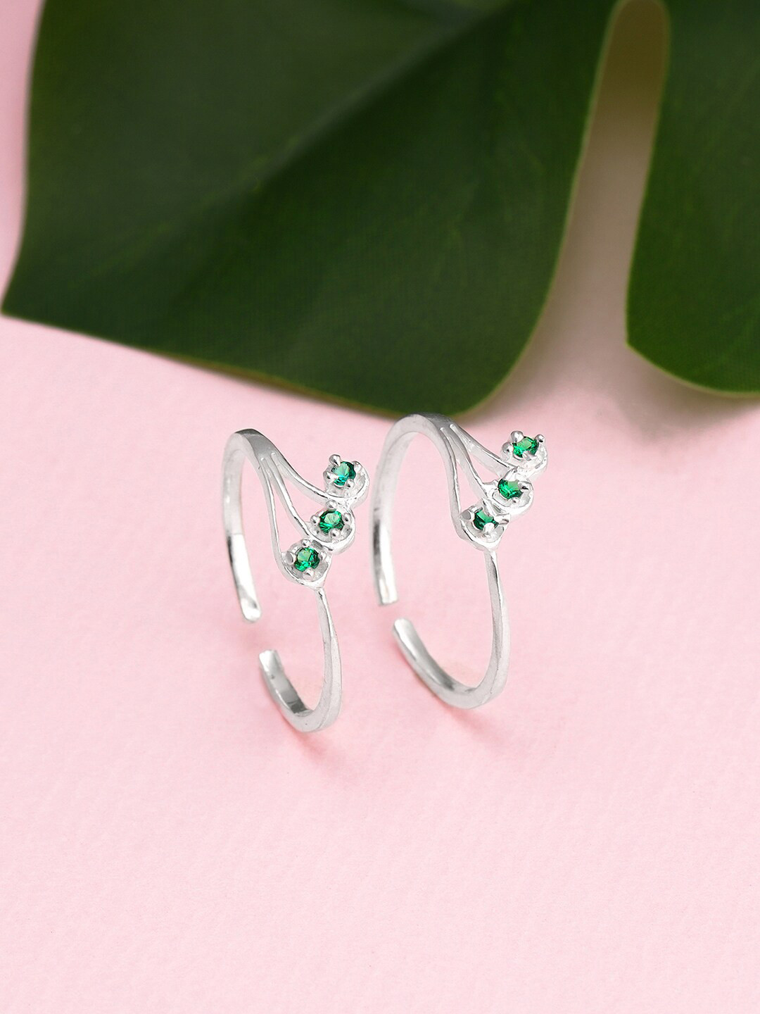 

GIVA Set of 2 Rhodium Plated Adjustable Toe Rings, Silver
