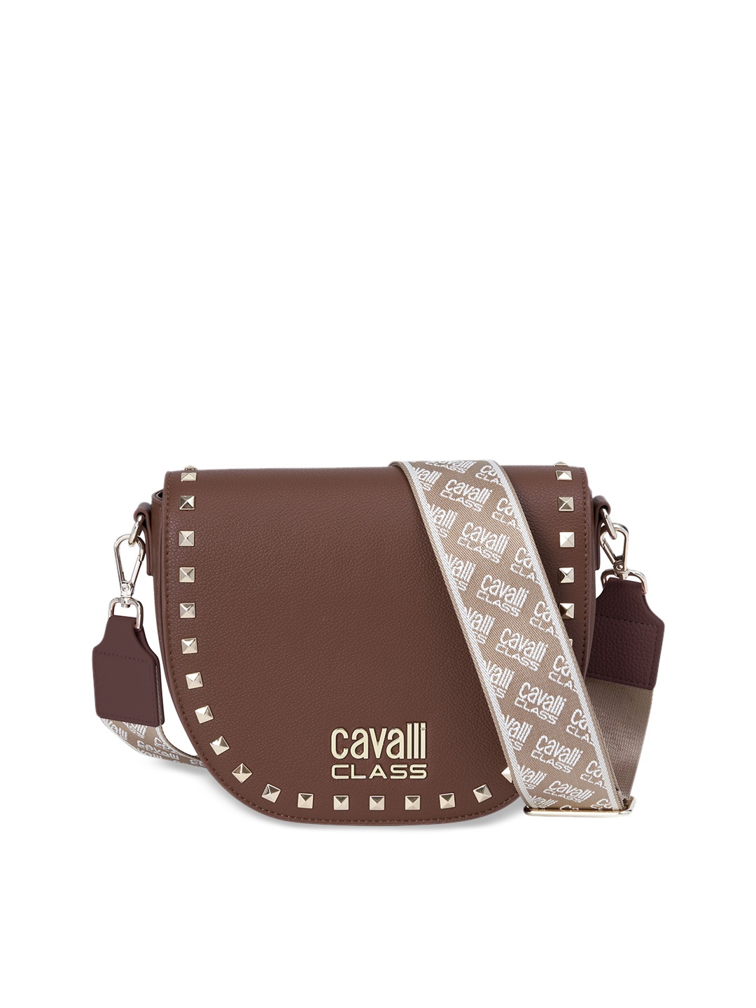 

Cavalli Class Embellished Half Moon Sling Bag, Brown