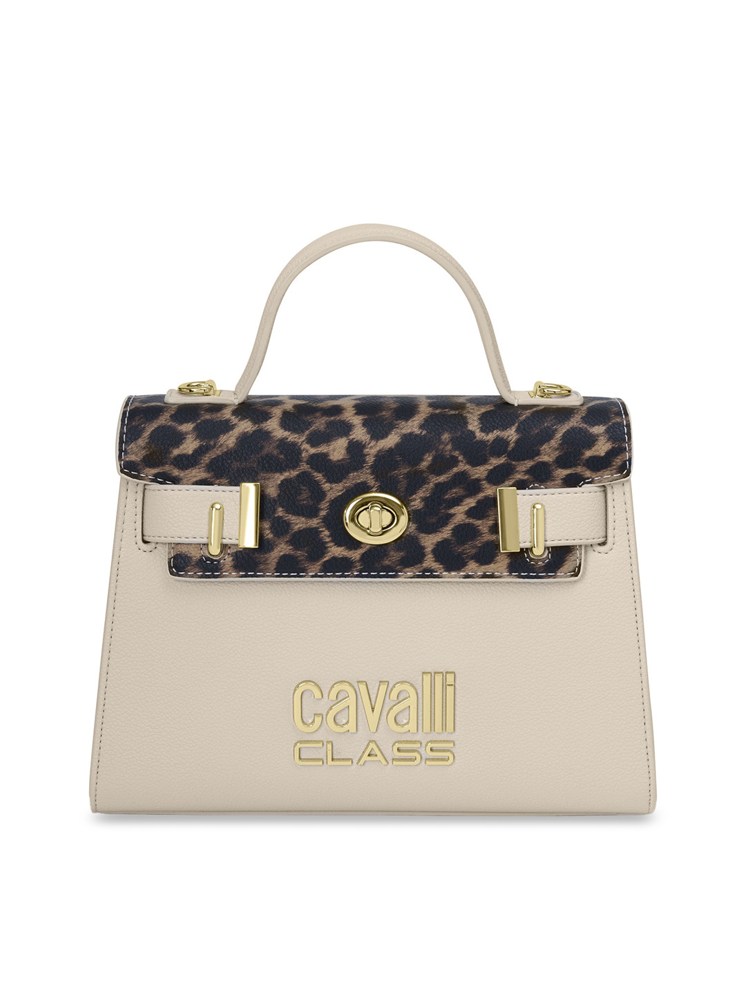

Cavalli Class Animal Printed Structured Satchel Handbag, Beige