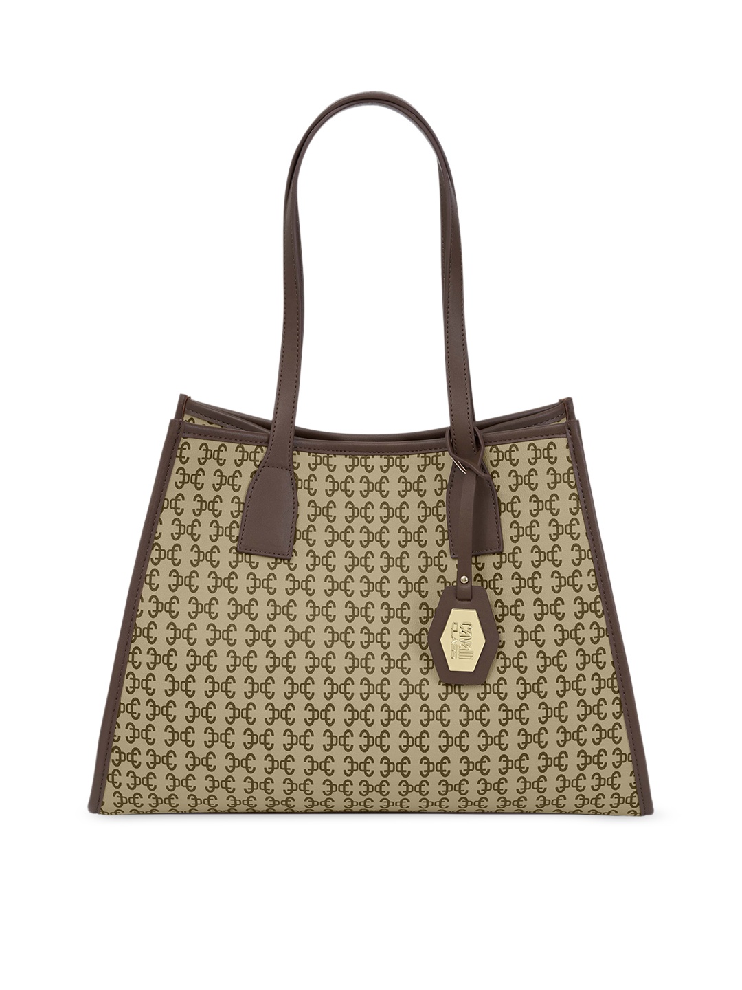 

Cavalli Class Typography Printed Shopper Shoulder Bag, Brown