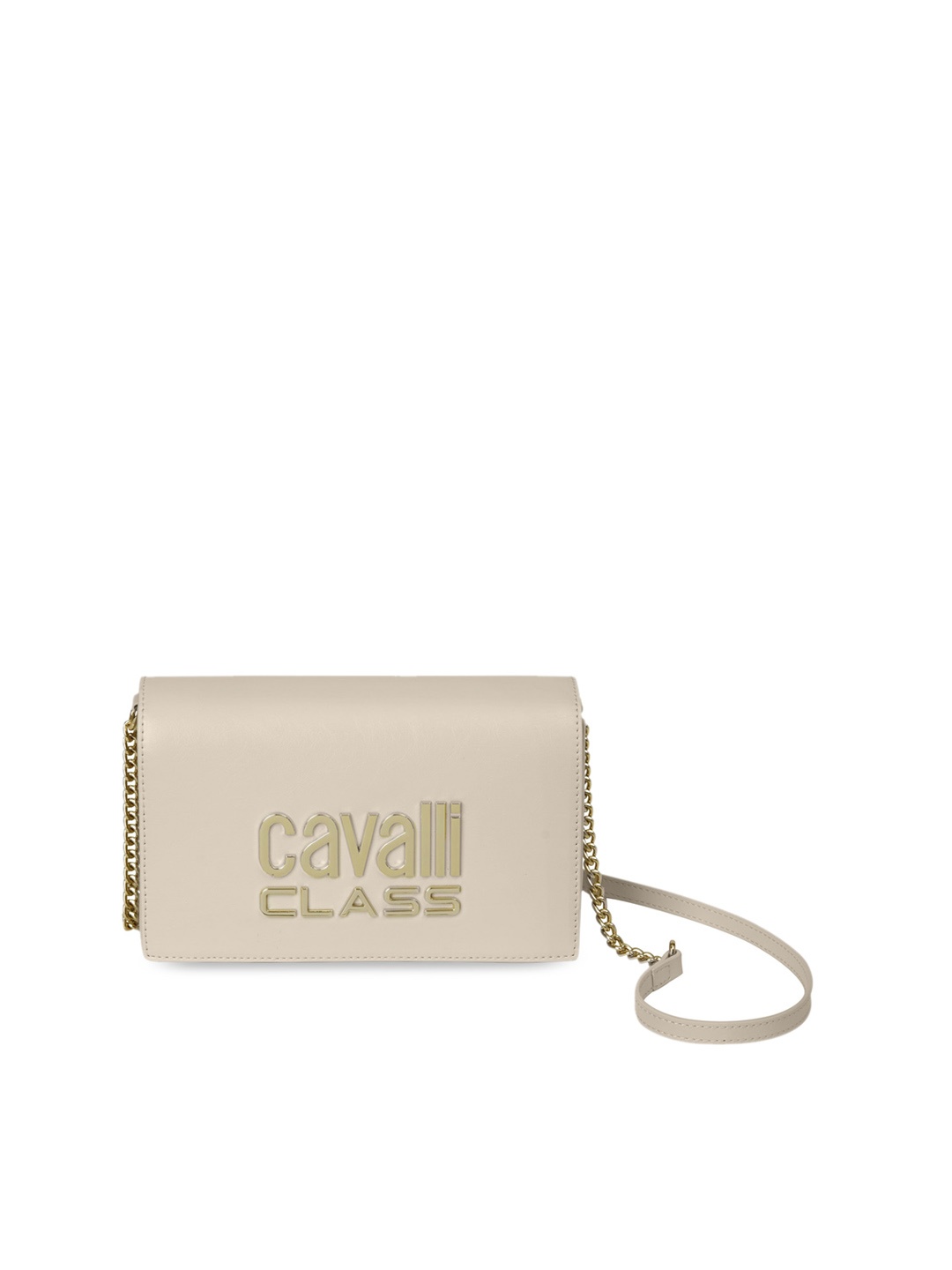 

Cavalli Class Embellished Structured Sling Bag, Cream