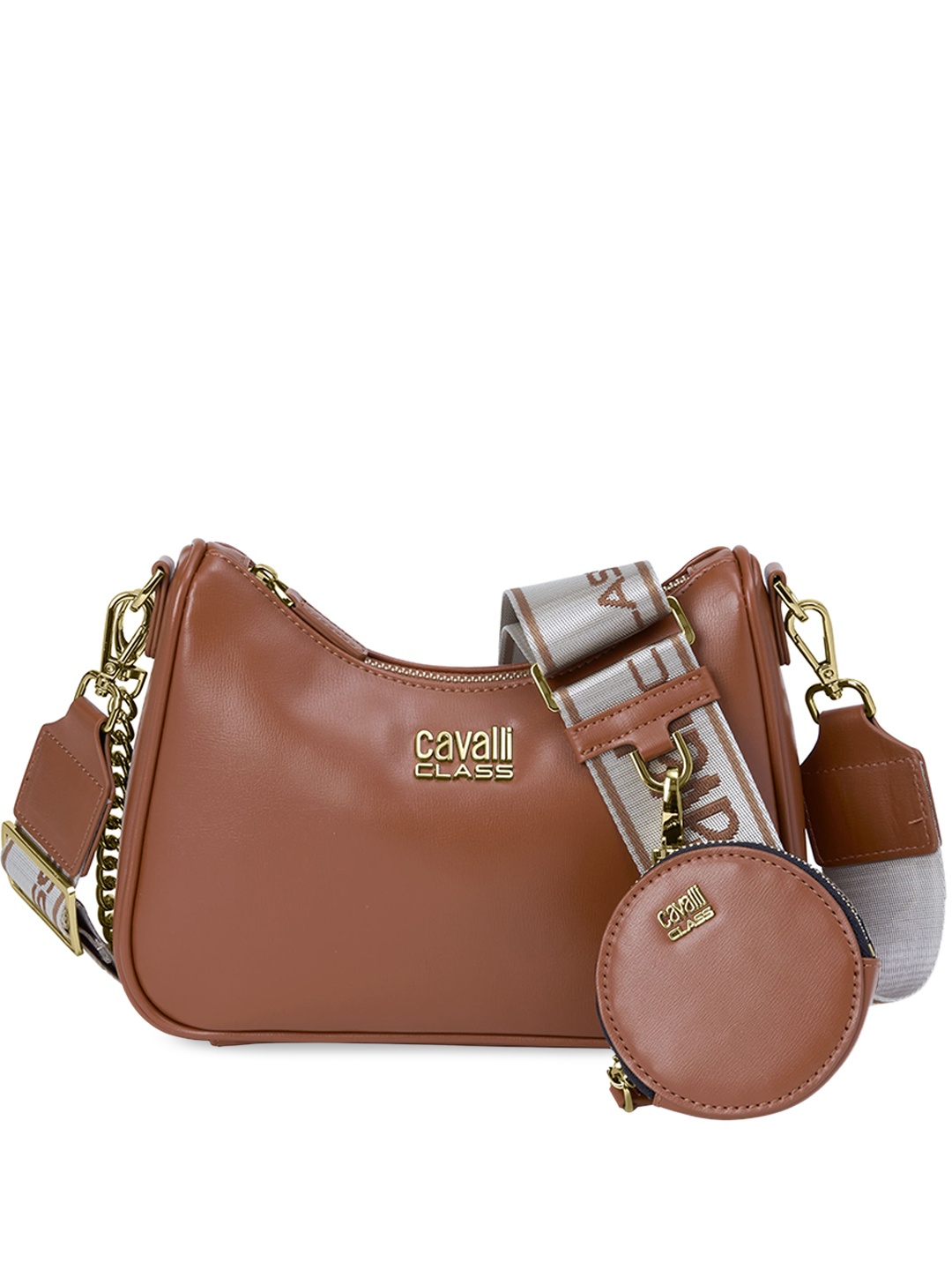 

Cavalli Class Structured Shoulder Bag With Pouch, Brown