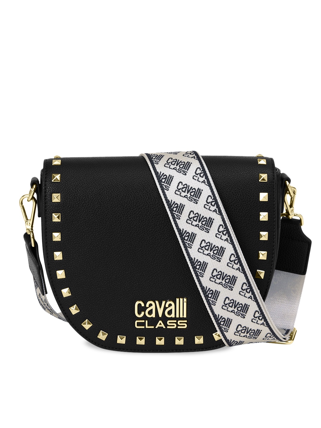 

Cavalli Class Textured Structured Sling Bag, Black