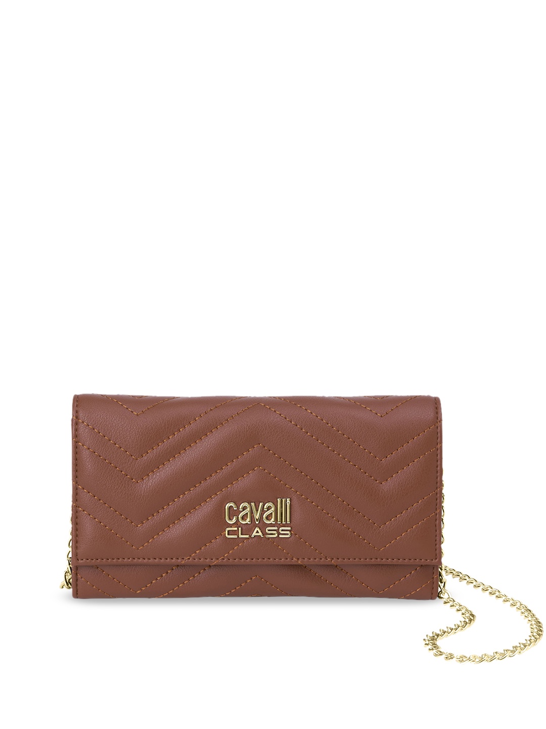 

Cavalli Class Textured Quilted Structured Sling Bag, Brown