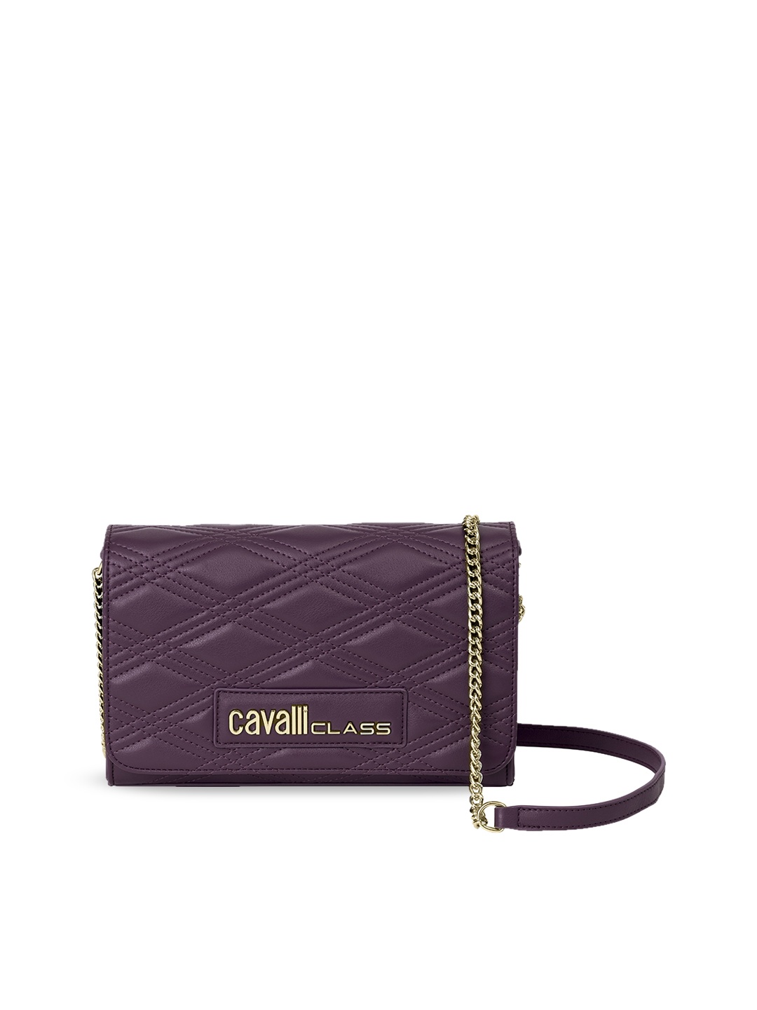 

Cavalli Class Textured Structured Sling Bag With Quilted, Violet