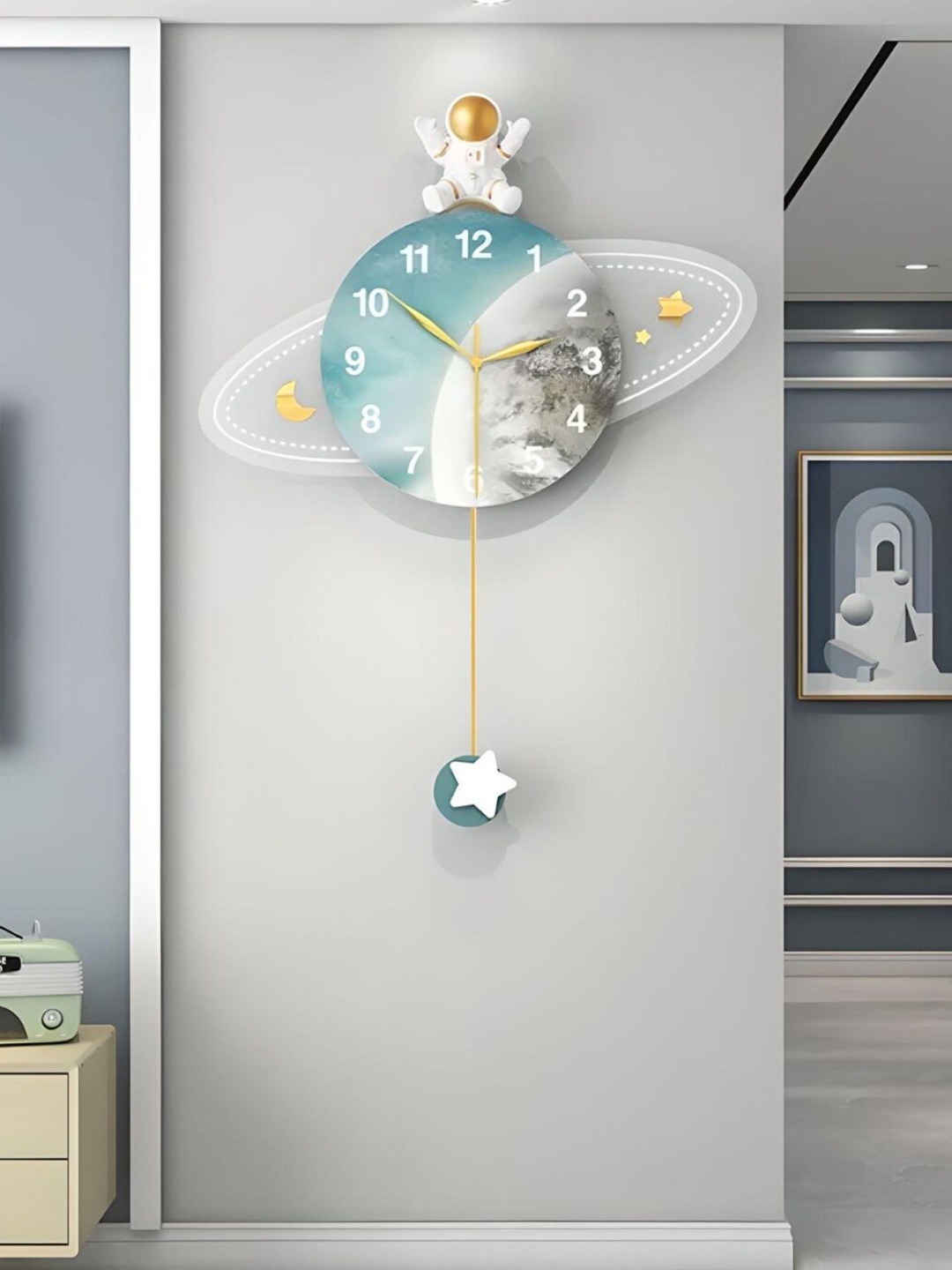 

The Art House Blue & White Textured Abstract Shaped Contemporary Wall Clock