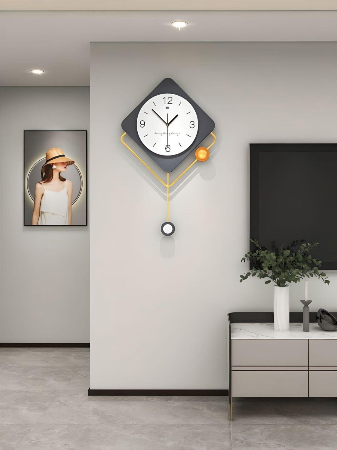 

The Art House White & Grey Geometric Contemporary Wall Clock