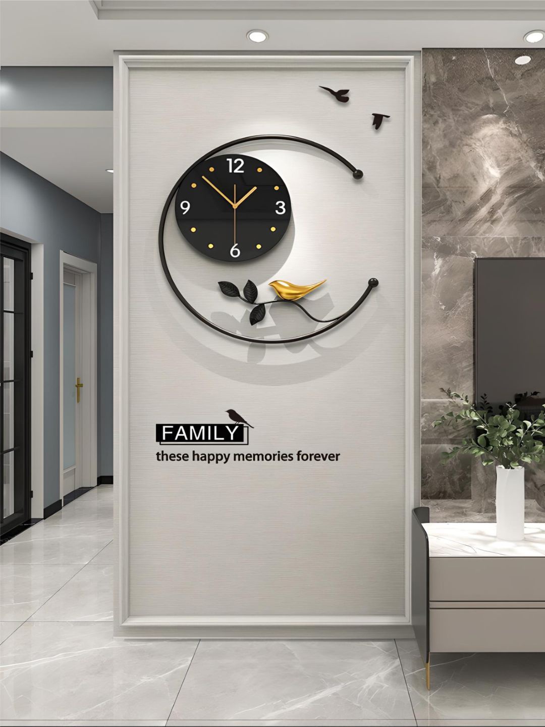 

The Art House Black Textured Abstract Shaped Contemporary Wall Clock