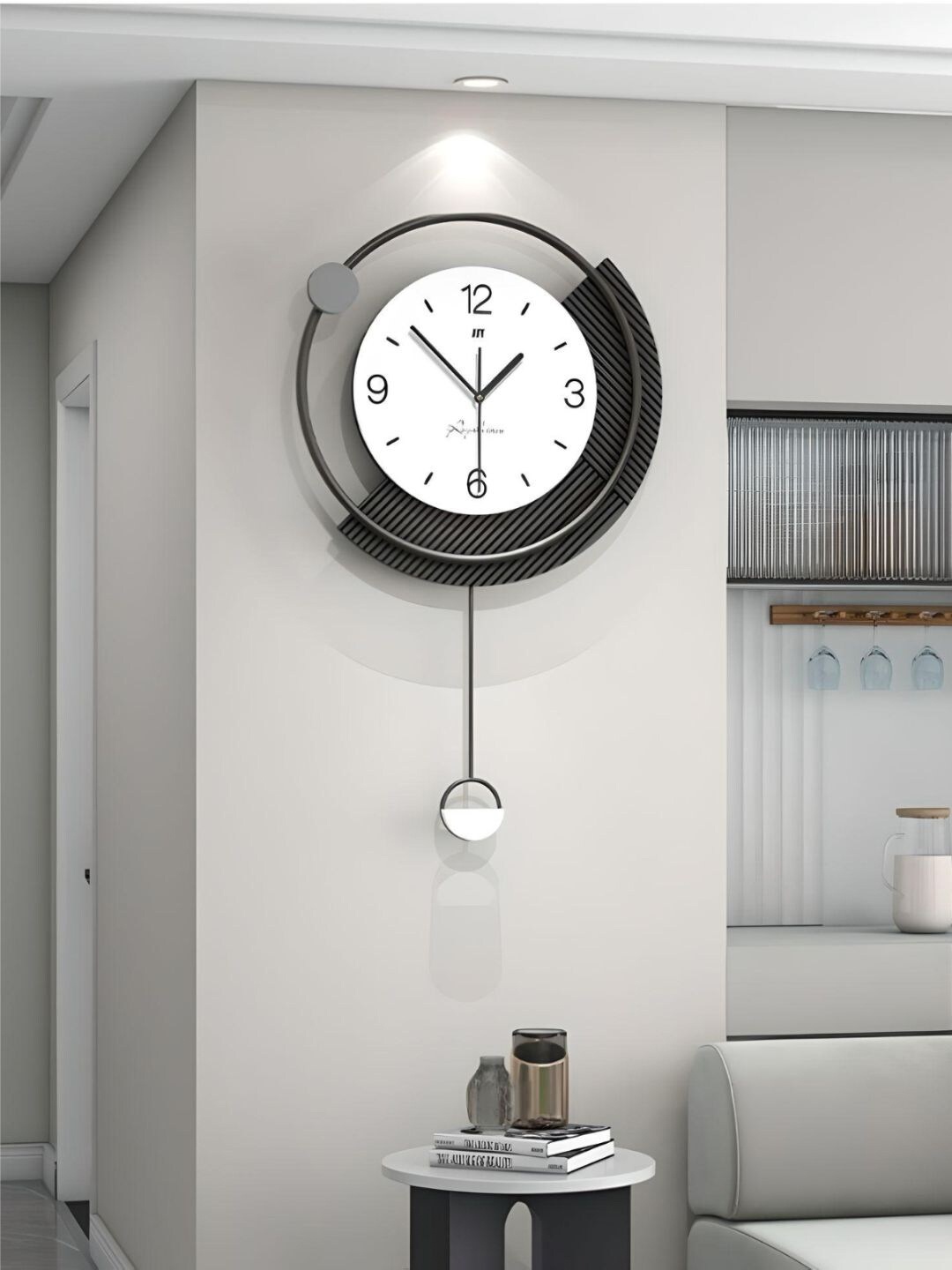 

The Art House White & Black Textured Round Shaped Contemporary Wall Clock
