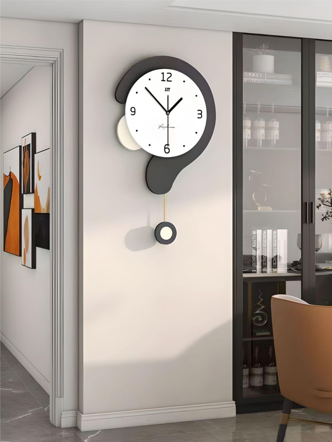 

The Art House White & Black Textured Abstract Shaped Contemporary Wall Clock
