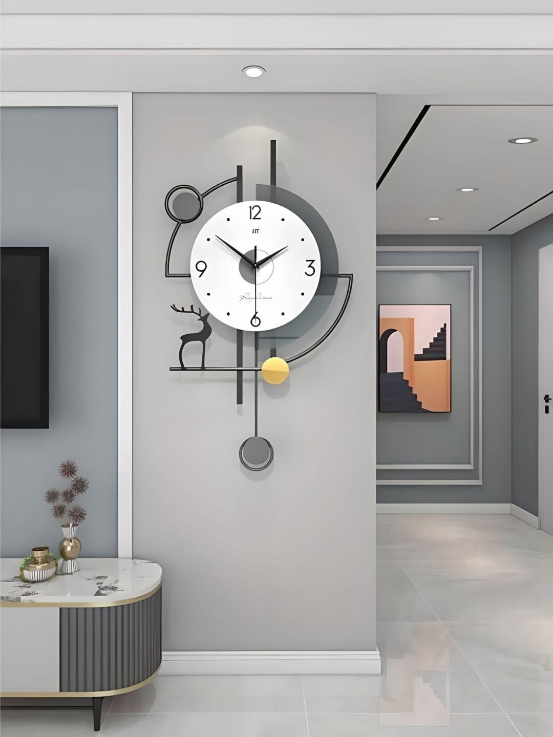 

The Art House White & Grey Printed Analogue Contemporary Wall Clock