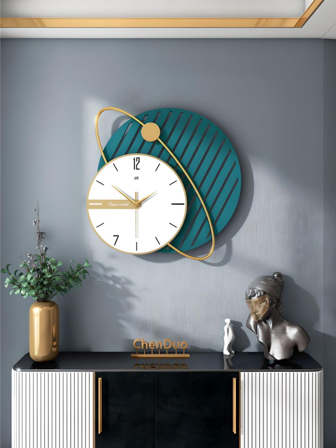 

The Art House White & Blue Textured Geometric Shaped Contemporary Wall Clock