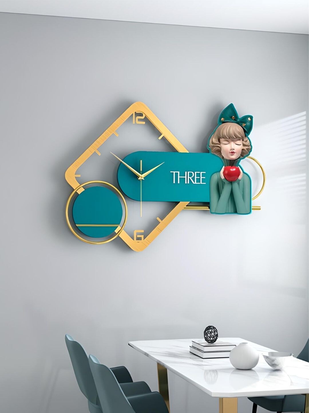 

The Art House Teal Textured Abstract Shaped Contemporary Wall Clock