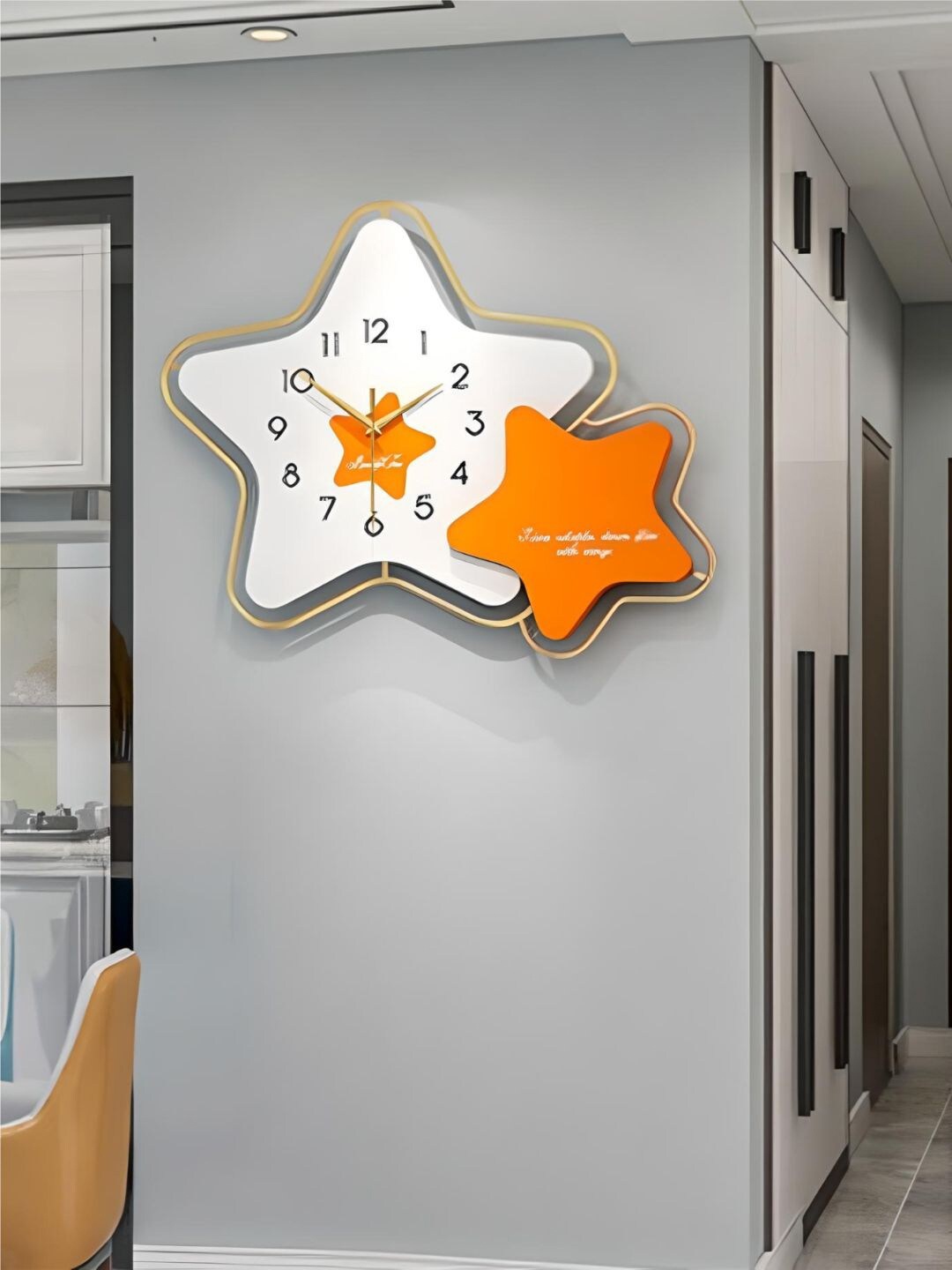 

The Art House White & Orange Textured Abstract Shaped Contemporary Wall Clock